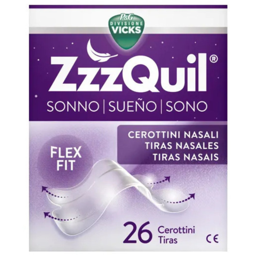 Vicks ZzzQuil Sonno Cerottini Nasali Allevia La Congestione Nasale Notturna 26 Pezzi