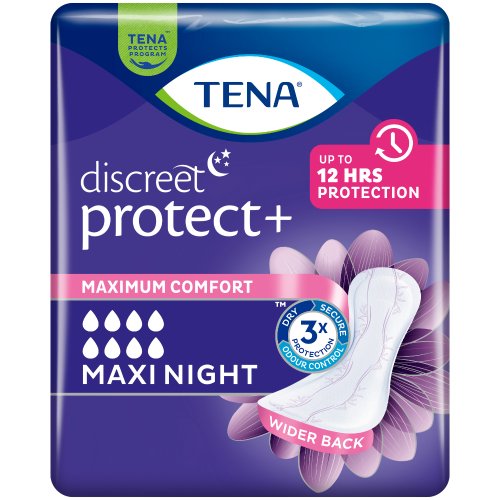 Tena Discreet Protect Plus Maxi Night - Pannoloni Incontinenza Notte 12 Pezzi