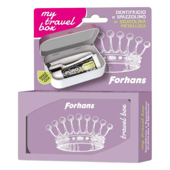 forhans kit da viaggio my travel box corona rosa - dentifricio e spazzolino in scatolina metallica