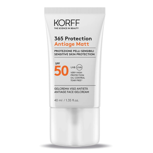 Korff Sun 365 Protection Antiage Matt Gel Crema Viso Mattificante Spf50+ Protezione Solare Molto Al
