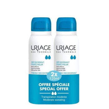 uriage - deodorante fraicheur alla pietra d'allume spray duo 2 x 125ml pacco doppio 