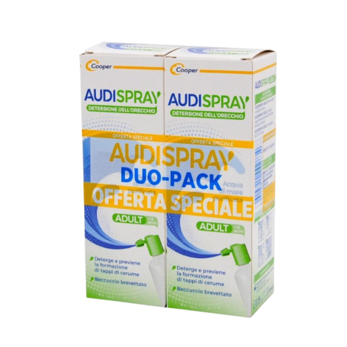 Audispray Adult Soluzione Di Acqua Di Mare Ipertonica Spray Senza Gas Igiene Orecchio Duopack 50+50