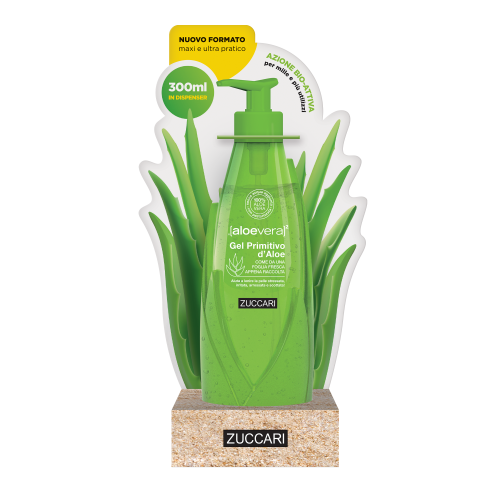 Zuccari AloeVera2 Gel Primitivo d'Aloe Lenitivo Maxi Formato Con Dispenser 300ml
