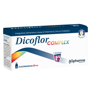 dicoflor complex integratore di vitamine gruppo b zinco e probiotici 12 flaconcini 10ml