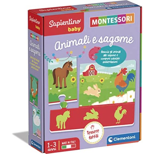 Clementoni Gioco Sapientino Baby Montessori Animali e Sagome Età 1-4 Anni