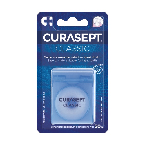 Curasept Flossline Classic Floss Filo Interdentale Cerato Clorexidina 50mt