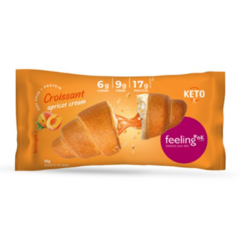 feelingok croissant +protein ripieno all'albicocca | dolce proteico low-carb | 65 g