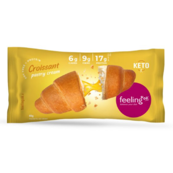 feelingok croissant +protein ripieno alla crema pasticcera | dolce proteico low-carb | 65 g