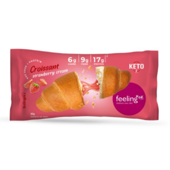 feelingok croissant +protein ripieno alla fragola | dolce proteico low-carb | 65 g