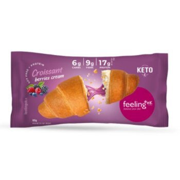 feelingok croissant +protein ripieno ai frutti di bosco | dolce proteico low-carb | 65 g