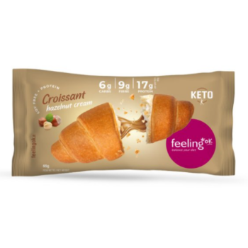 feelingok croissant +protein ripieno alla nocciola | dolce proteico low-carb | 65 g