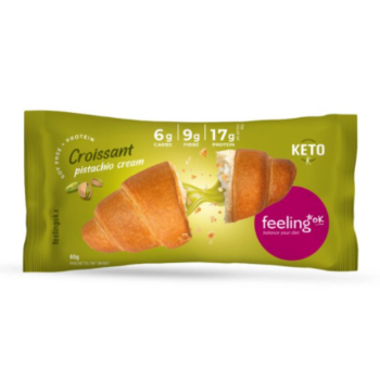 feelingok croissant +protein ripieno al pistacchio | dolce proteico low-carb | 65 g