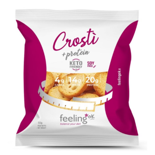 FeelingOk Crostì +Protein alle Olive | Crostini Proteici Low-Carb | 50 g