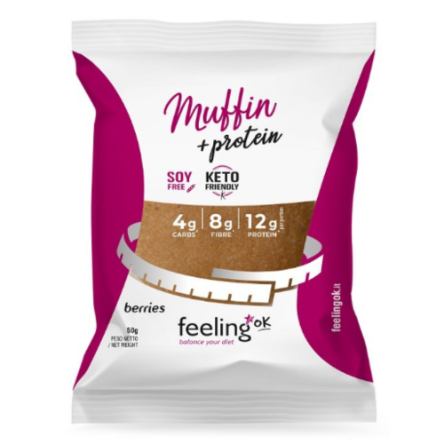 FeelingOk +Protein Muffin Frutti di Bosco | Muffin Proteico Low-Carb | 50 g