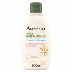 aveeno bagnoschiuma, daily moisturising bagnodoccia idratante senza sapone per una pelle vellutata e luminosa, yogurt albicocca e miele 300ml