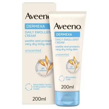 aveeno dermexa crema idratante per pelle molto secca e con prurito, adatto per pelle con tendenza atopica e soggetta a eczema, senza profumo 200ml