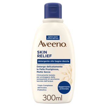 aveeno skin relief detergente olio bagnodoccia lenitivo per pelli sensibili, senza sapone e solfati 300ml