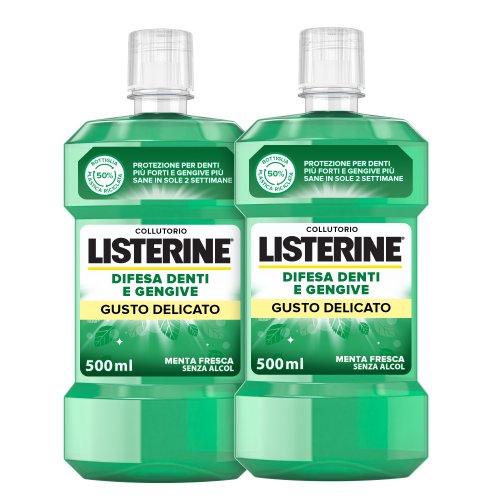 Listerine Collutorio Difesa Denti & Gengive Gusto Delicato Pacco Doppio 2 x 500ml