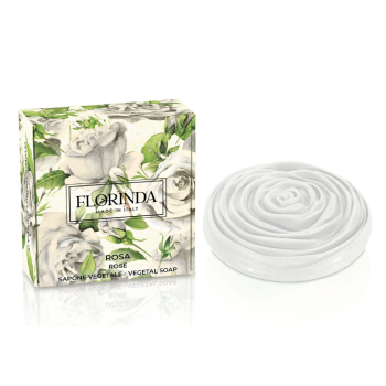 florinda - sapone vegetale a forma di rosa bianca da 90g