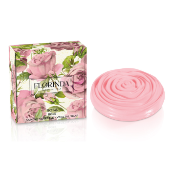 florinda - sapone vegetale a forma di rosa rosa da 90g