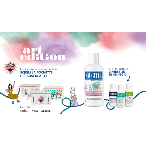 Saugella Dermoliquido Detegente Art Edition 500ml + Pochette + Minitaglie