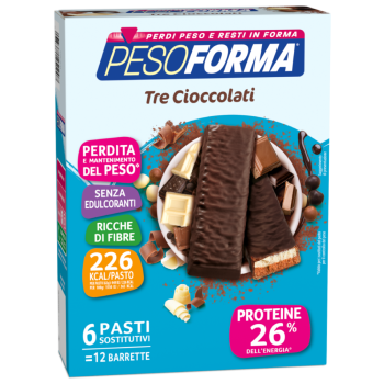 pesoforma barrette ai 3 cioccolati 12 barrette ( 6 pasti sostitutivi )