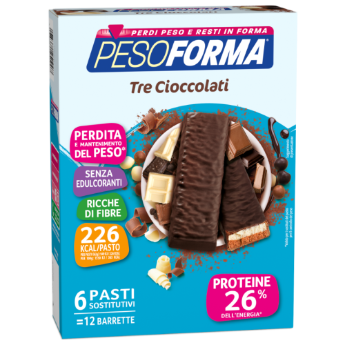 Pesoforma Barrette Ai 3 Cioccolati 12 Barrette ( 6 Pasti Sostitutivi )