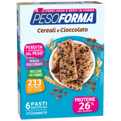pesoforma barrette cereali e cioccolato 12 barrette ( 6 pasti sostitutivi )
