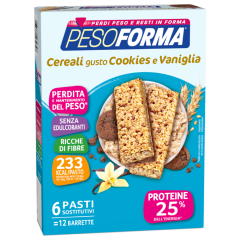 pesoforma barrette cereali gusto cookies e vaniglia 12 barrette ( 6 pasti sostitutivi )