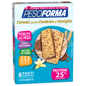 pesoforma barrette cereali gusto cookies e vaniglia 12 barrette ( 6 pasti sostitutivi )
