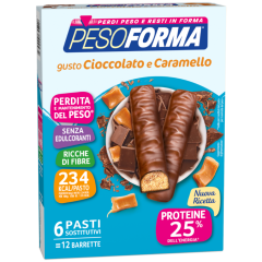 pesoforma barrette cioccolato e caramello 12 barrette ( 6 pasti sostitutivi )