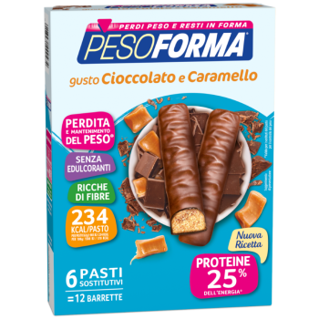 pesoforma barrette cioccolato e caramello 12 barrette ( 6 pasti sostitutivi )