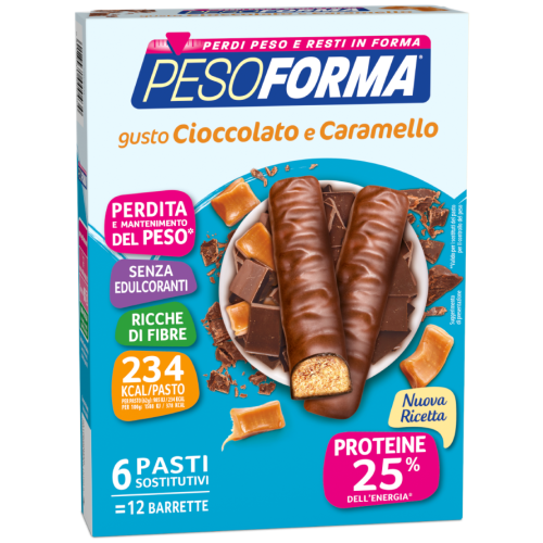 Pesoforma Barrette Cioccolato E Caramello 12 Barrette ( 6 Pasti Sostitutivi )