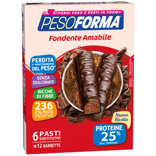 Pesoforma Barrette Cioccolato Fondente Amabile 12 Barrette ( 6 Pasti Sostitutivi )