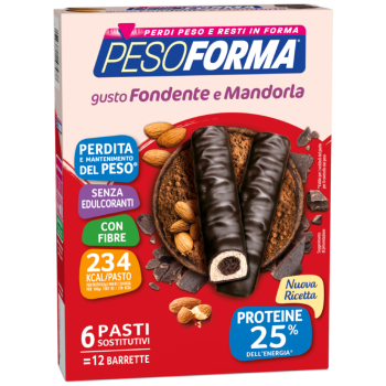 pesoforma barrette cioccolato fondente e mandorla 12 barrette ( 6 pasti sostitutivi )