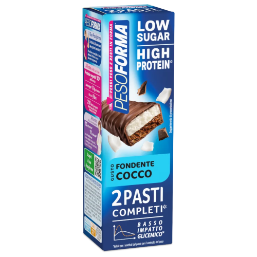 Pesoforma Barrette Low Sugar High Protein | Sostituto Pasto Fondente-Cocco 2 Pasti