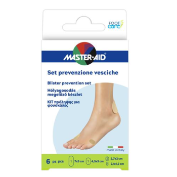 master aid foot care set prevenzione vesciche - schiuma di lattice e adesivo a base di gomma naturale e ossido di zinco