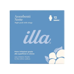 illa care | assorbenti notte con superficie in cotone | 12 pezzi