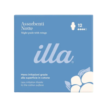 illa care | assorbenti notte con superficie in cotone | 12 pezzi