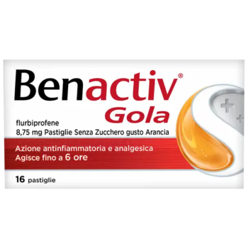 benactiv gola 16 pastiglie gusto arancia senza zucchero - 12+ anni