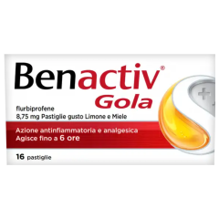 benactiv gola 16 pastiglie gusto limone e miele - 12+ anni