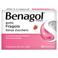 benagol 24 pastiglie gusto fragola senza zucchero - 6+ anni