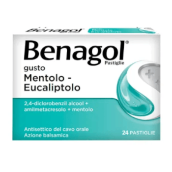 benagol 24 pastiglie gusto mentolo eucaliptolo - 6+ anni