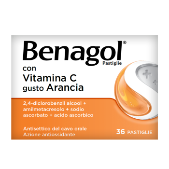 benagol vitamina c 36 pastiglie gusto arancia - 6+ anni