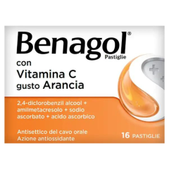 benagol vitamina c 16 pastiglie gusto arancia - 6+ anni