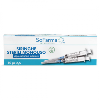 sofarmapiù siringhe sterili monouso ago g23 extra-indolore 2,5ml 10 pezzi