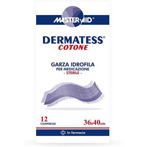 Master Aid Dermatess Cotone - Compresse Di Garza Idrofila Sterile 36x40cm 12 Pezzi
