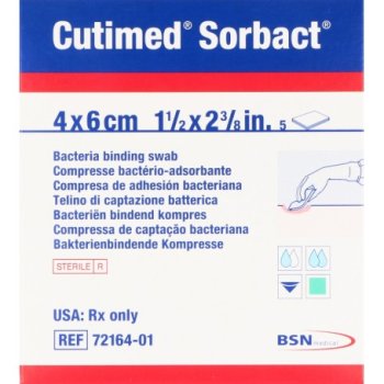 leukoplast cutimed sorbact garze medicate 4 x 6cm 5 pz