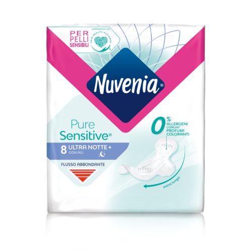 Nuvenia Pure Sensitive Ultra Notte+ Con Ali 8 Pezzi