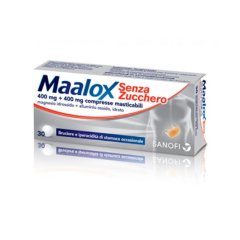 Maalox Senza Zucchero 400 mg + 400 mg 30 Compresse Masticabili 
